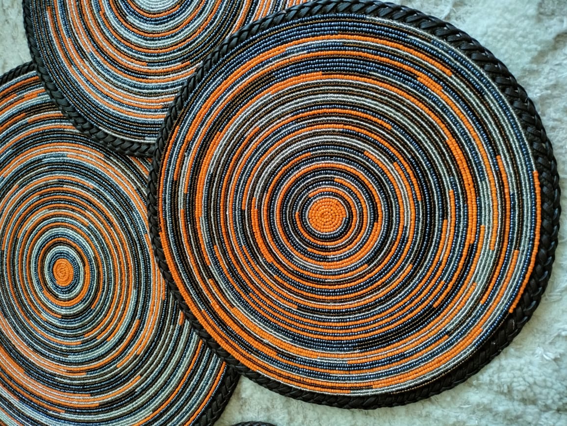 Tangerine Beaded Placemats