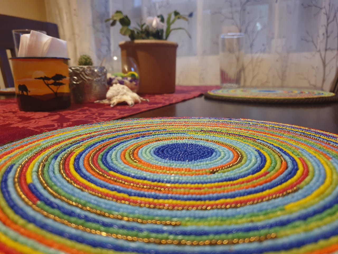 Maasai Wonder fully-beaded placemat
