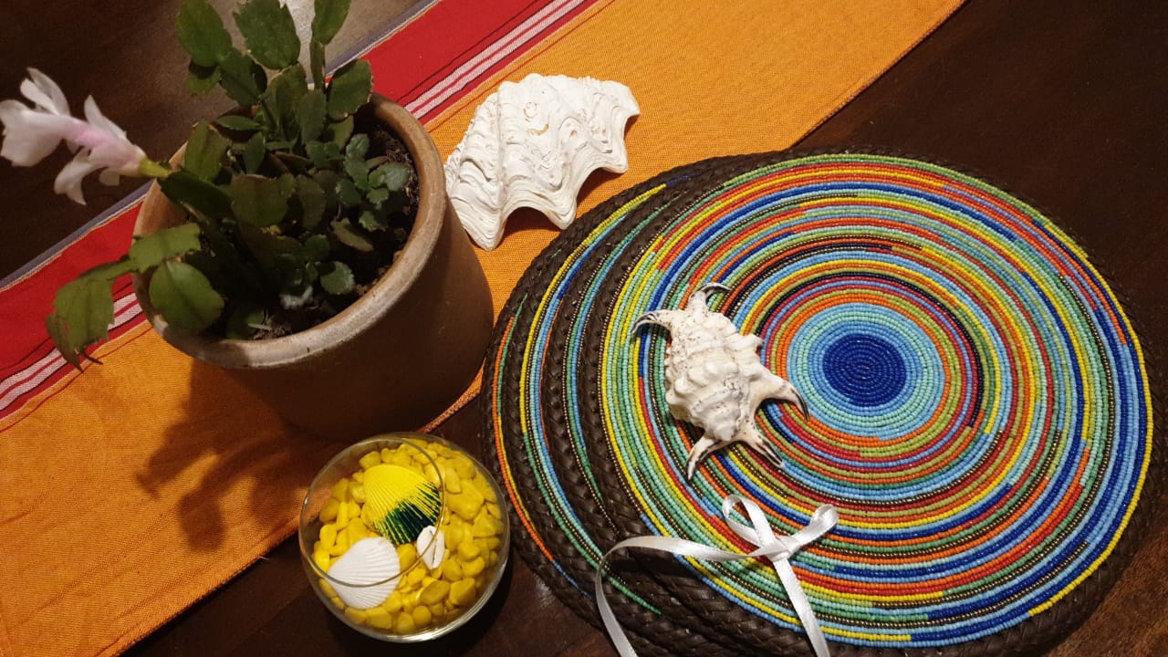 Maasai Wonder fully-beaded placemat