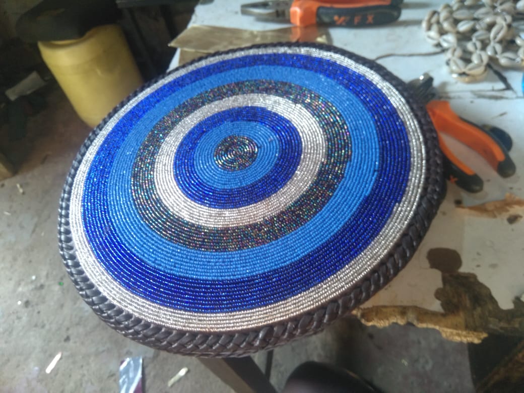 Blue &amp; Silver Fully Beaded Placemat