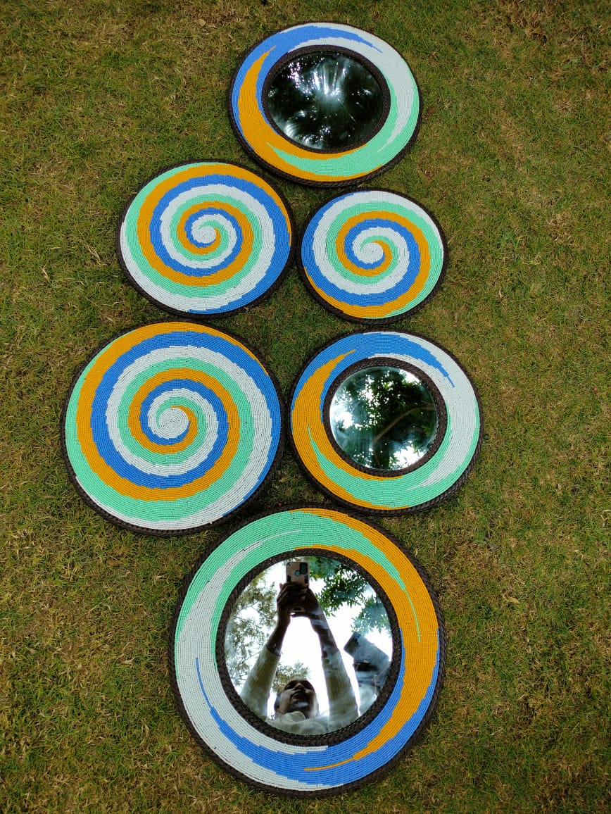 Yellow Spiral Fully Beaded Pattern Placemat