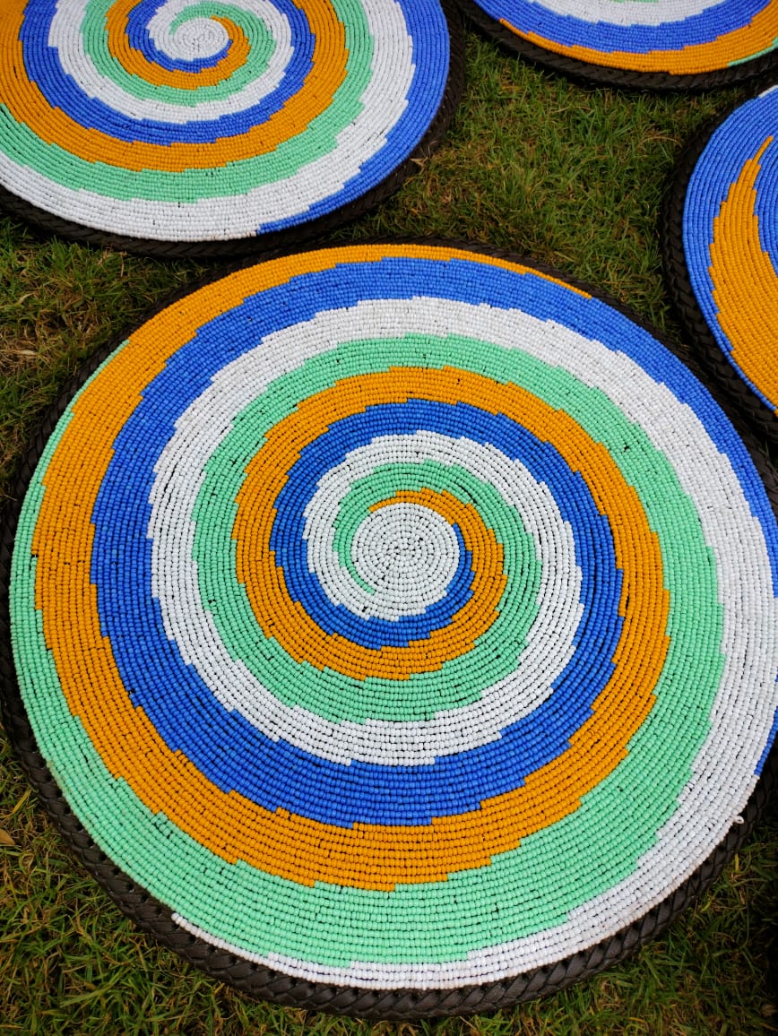 Yellow Spiral Fully Beaded Pattern Placemat
