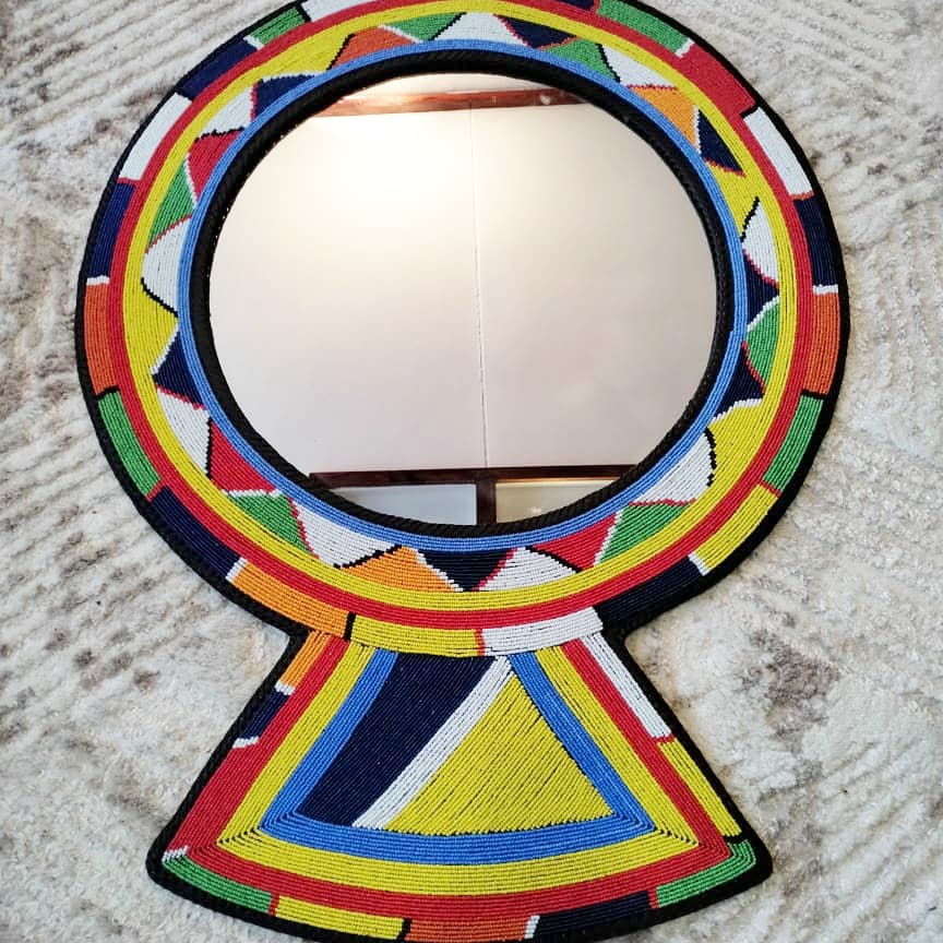 Maasai Pattern Beaded Mirror