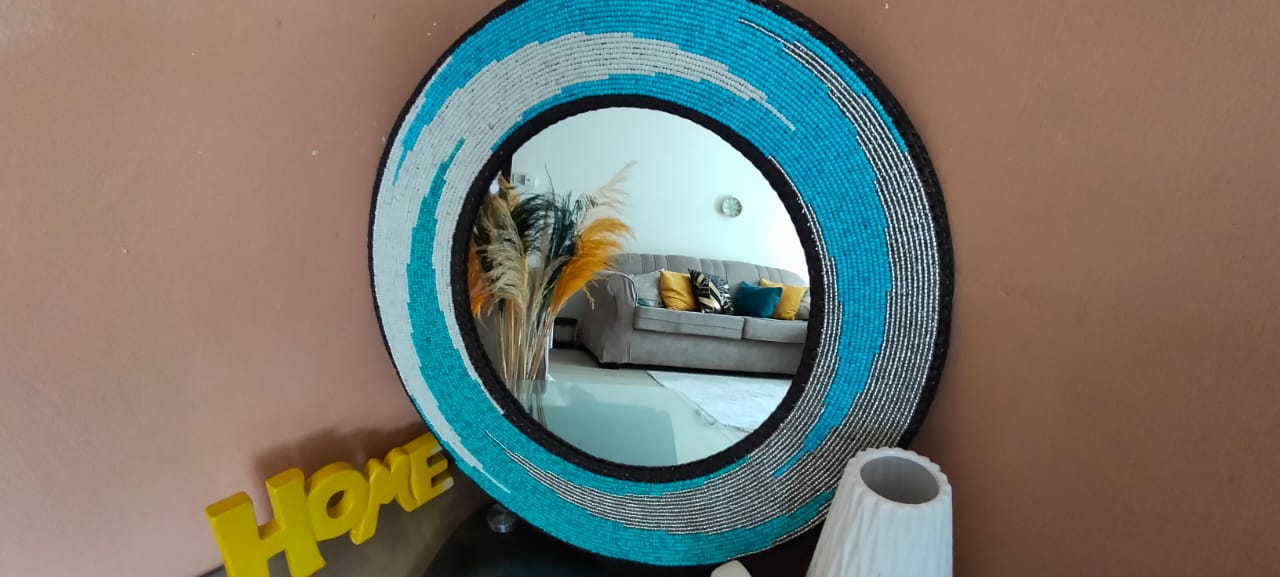 Blue Wave Design Pattern Mirror