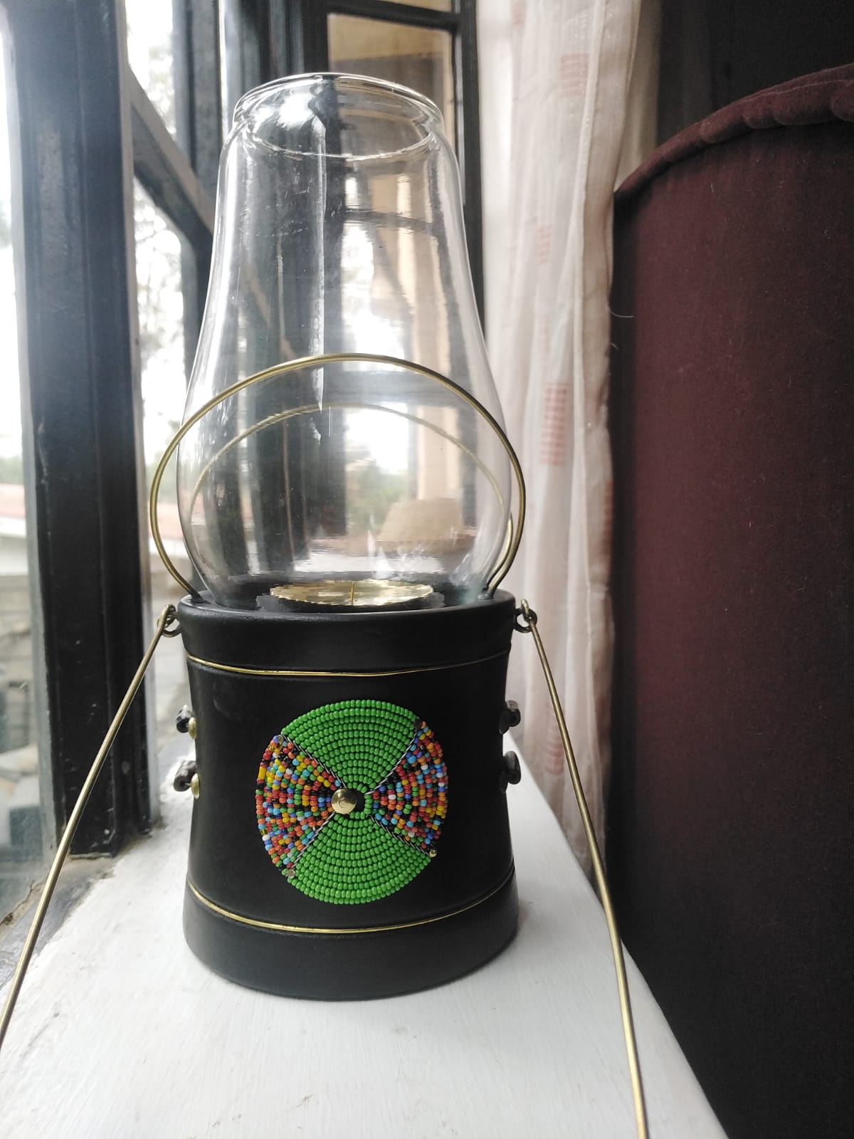 Emerald Green Lantern-style Candle Holder