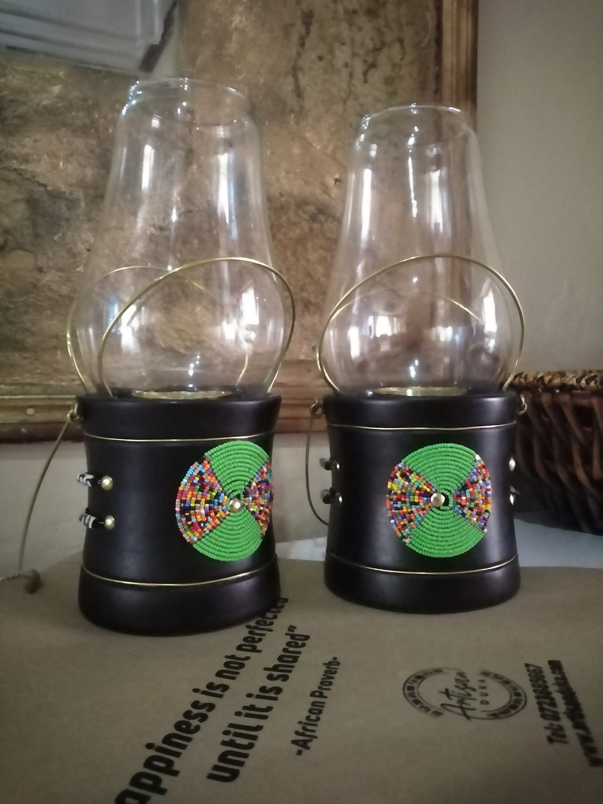 Jungle green Lantern Candle Holder