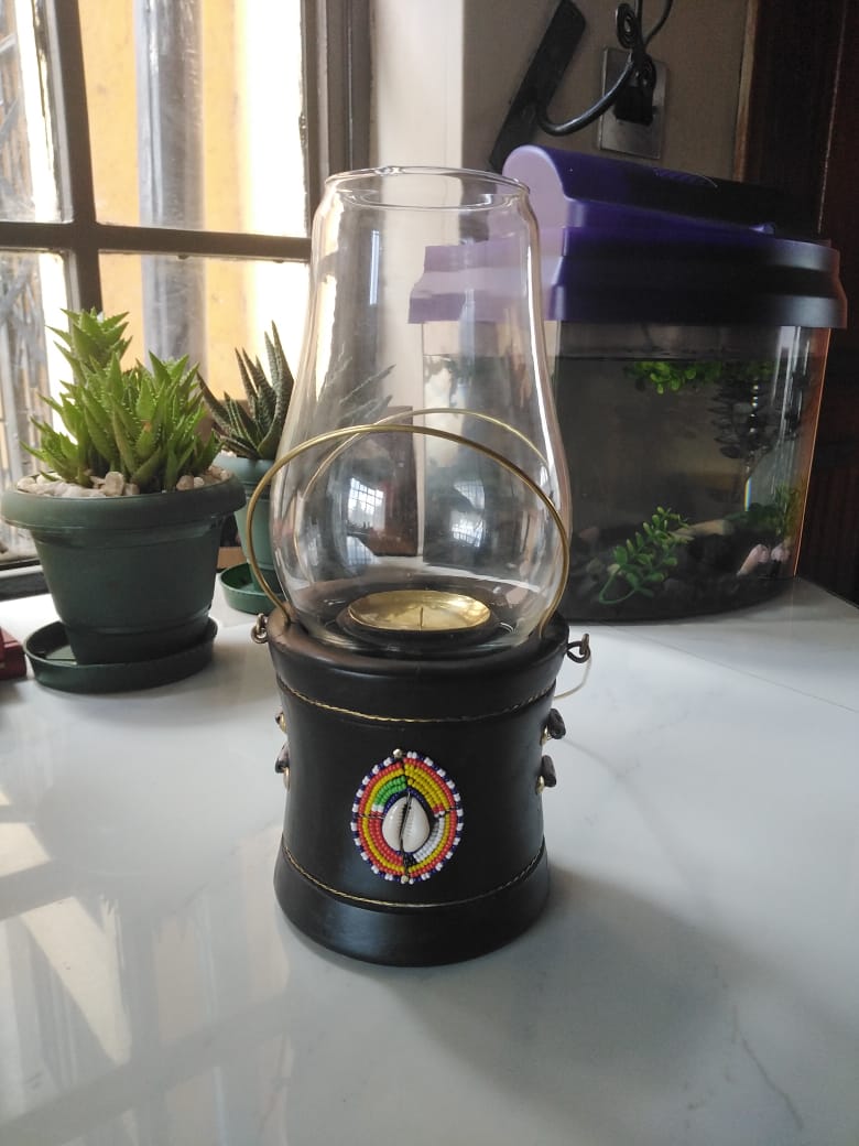 Tribal Maasai Beaded Lantern-style Candle Holder