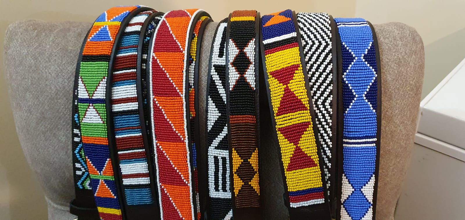Beaded belts, multicolored beaded belts, Kenyan beaded belts, African belts