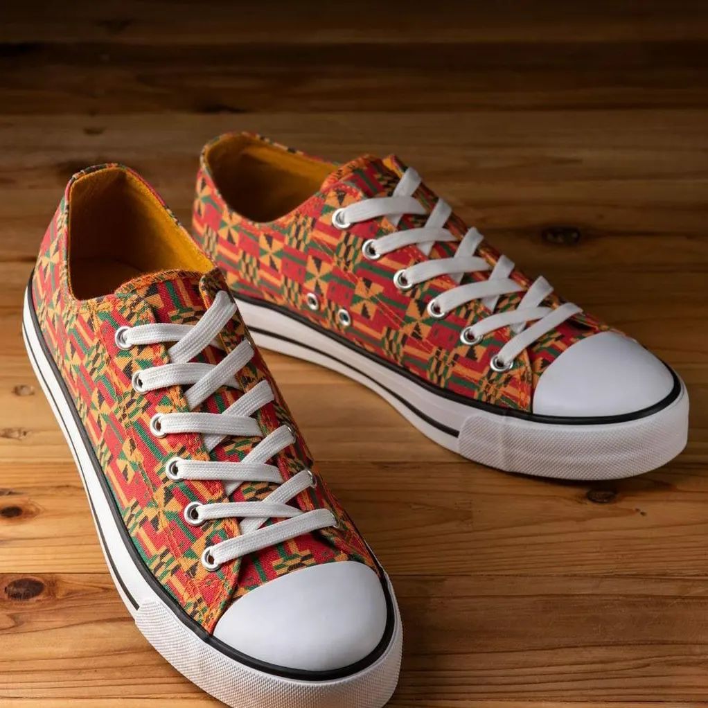 Orange Ankara shoes, Ankara shoes, Kenyan Ankara shoes
