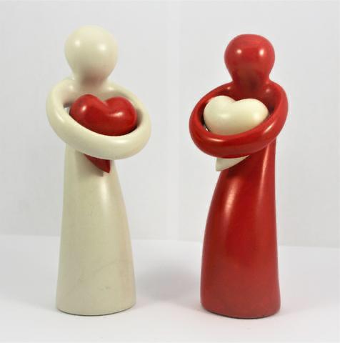 Soapstone Heart Hugging Figurines