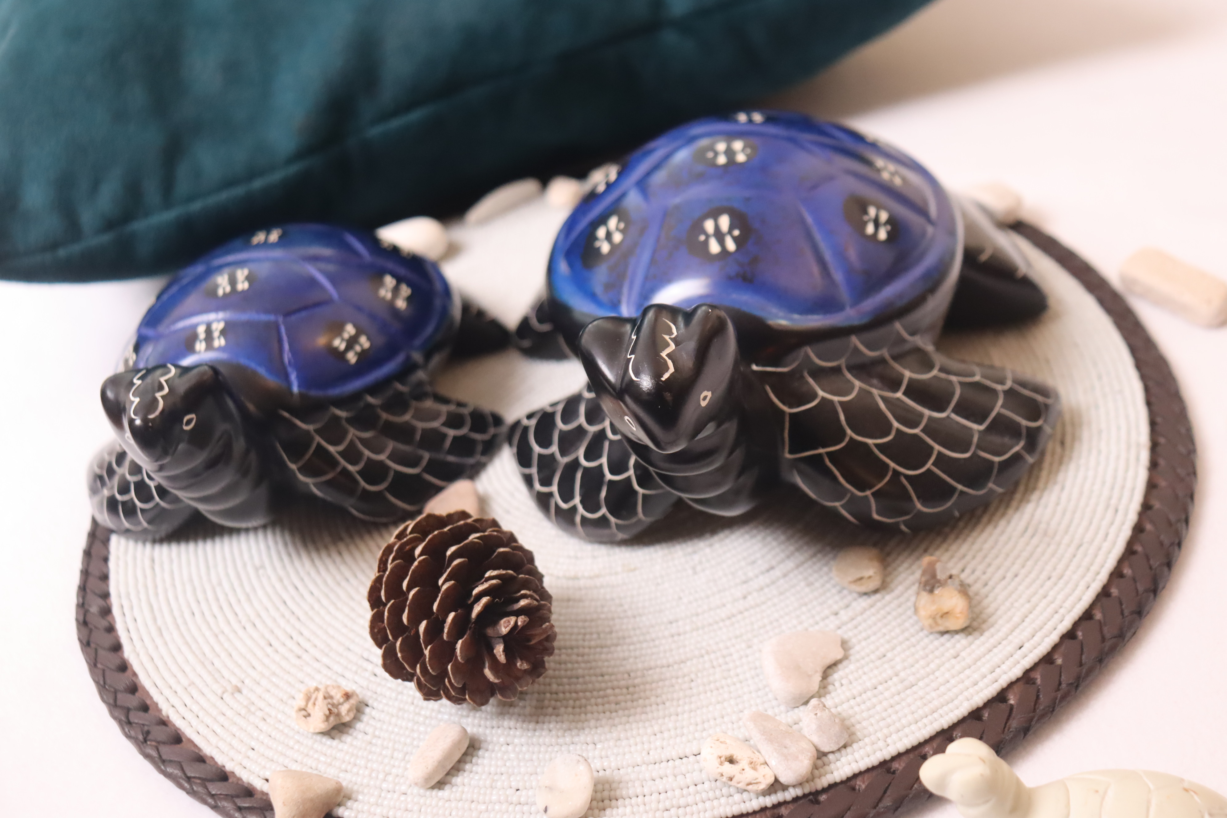 Navy blue soapstone turtles