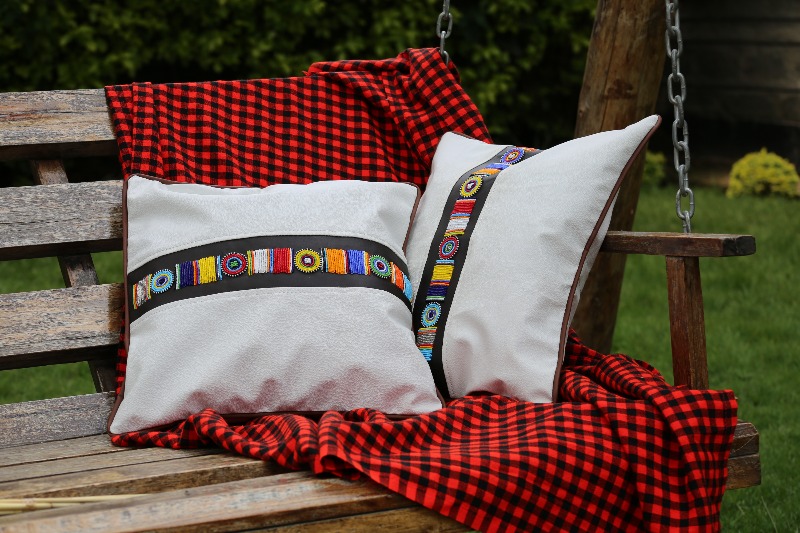 Beaded Pillow cover, Kenyan beaded pillow cover, African pillow cover