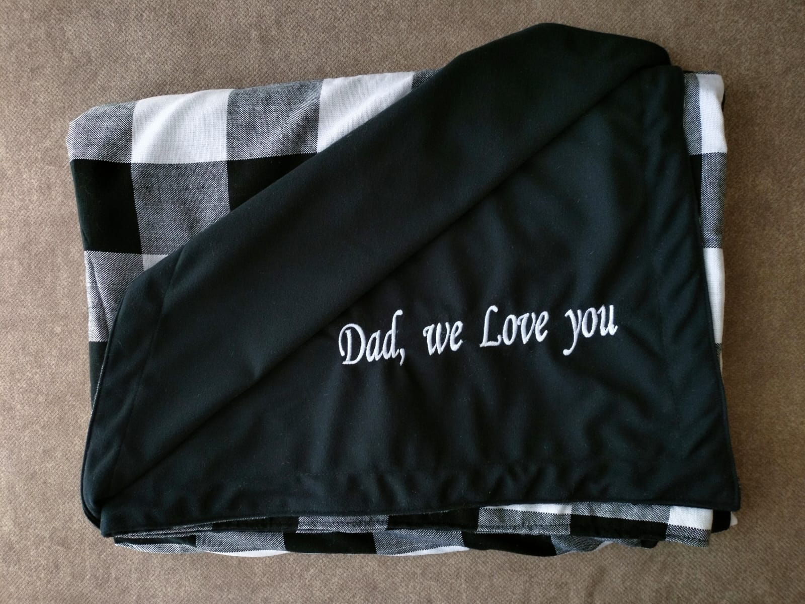 Black Maasai blanket with message