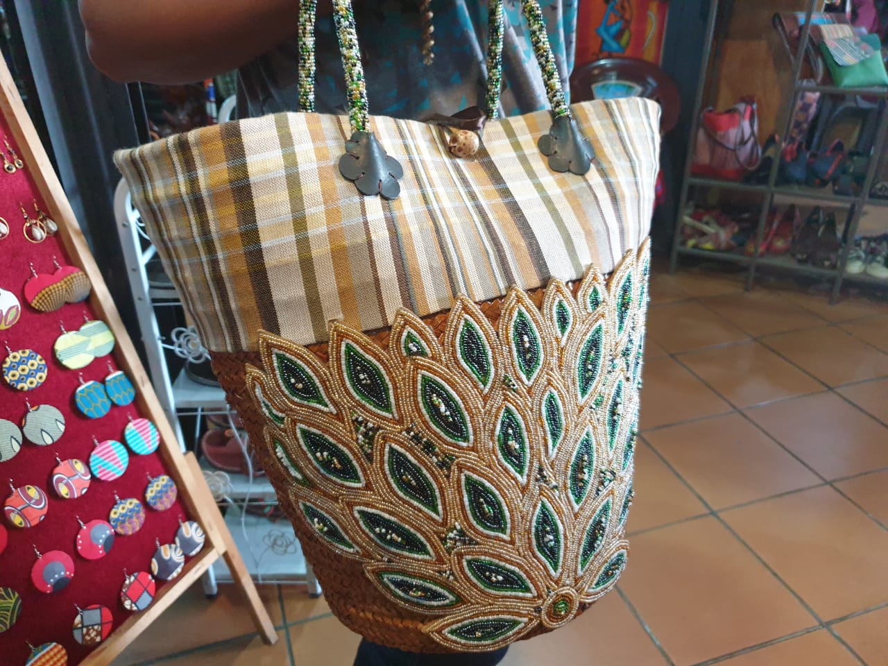 Intricately Beaded Kikoy Basket