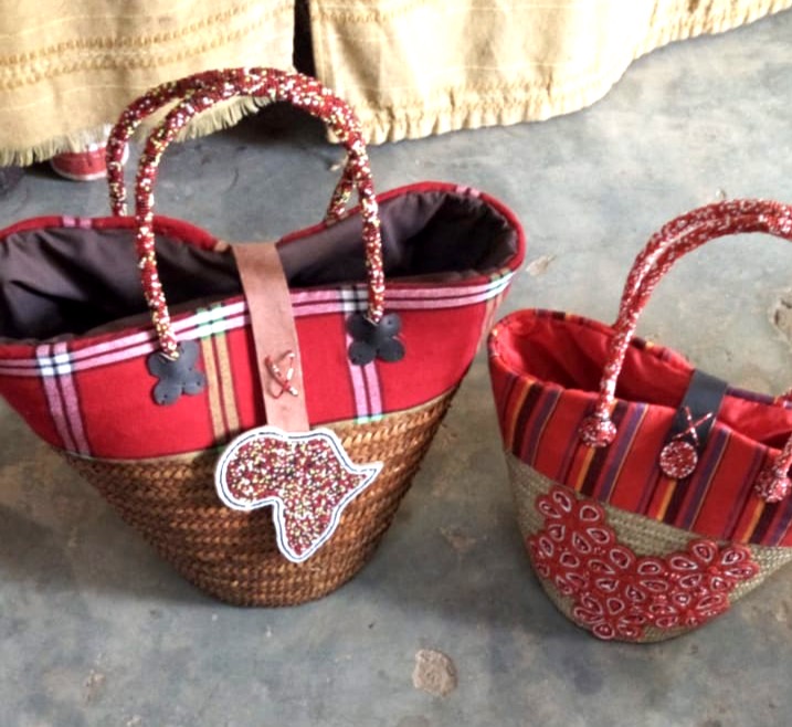 Red Africa Beaded Kikoy Baskets