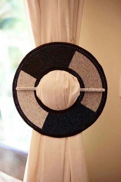 Curtain tie back, curtain holder, beaded curtain holder, Kenyan beaded tie-back