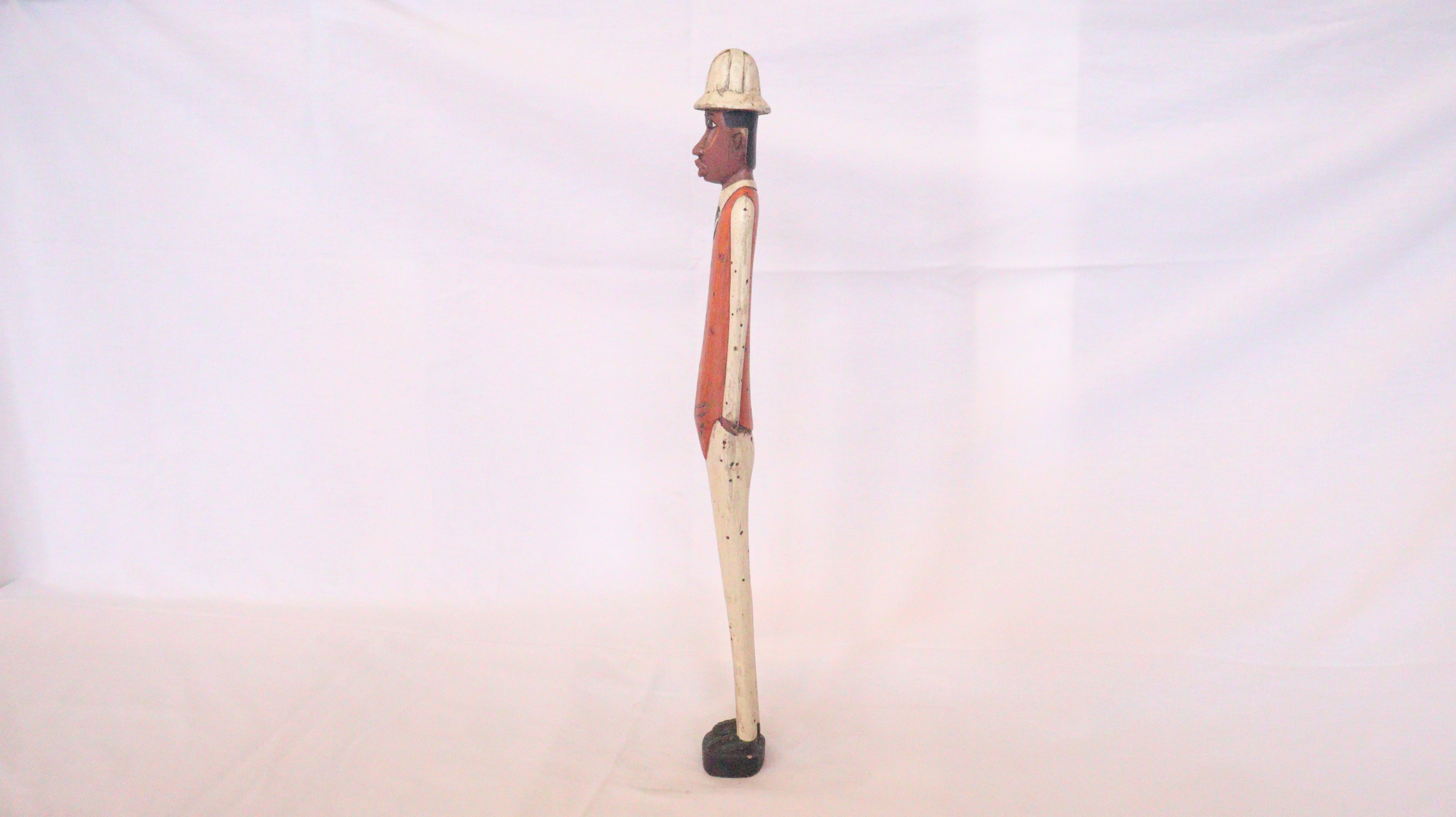 Intellectual Characters Statue, Ivory Coast Sculpture, Wooden Soldier Statue