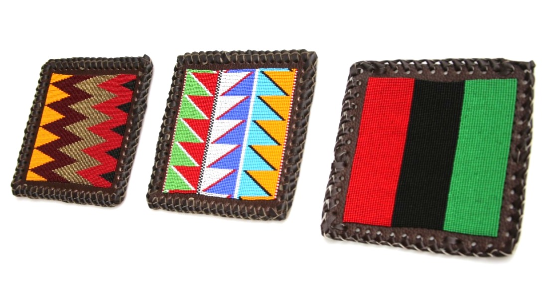 Geometric square-shaped Maasai Beaded placemat, Square Maasai Beaded placemats