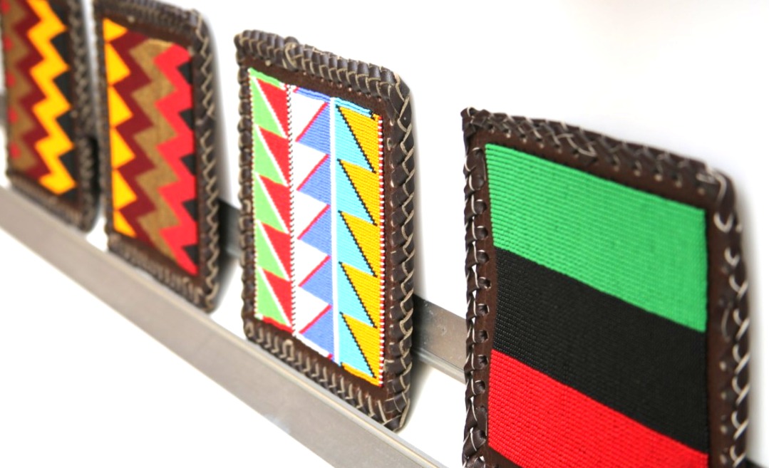 Geometric square-shaped Maasai Beaded placemat, Square Maasai Beaded placemats