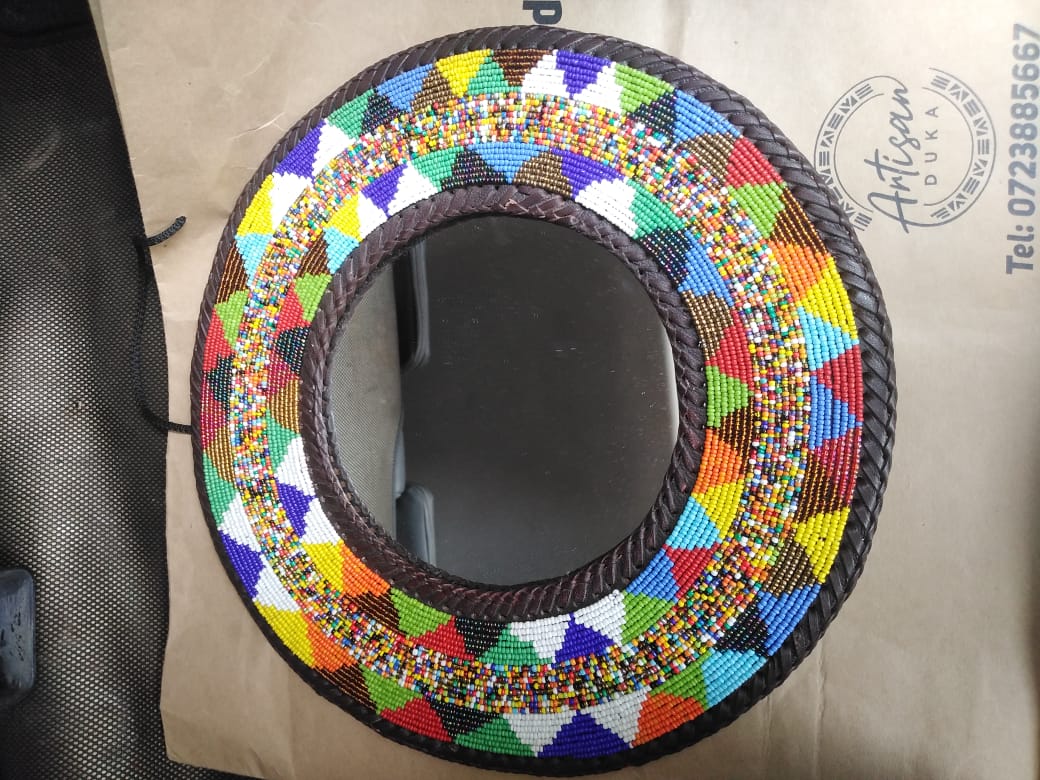 Multicolored Maasai Beaded Mirror