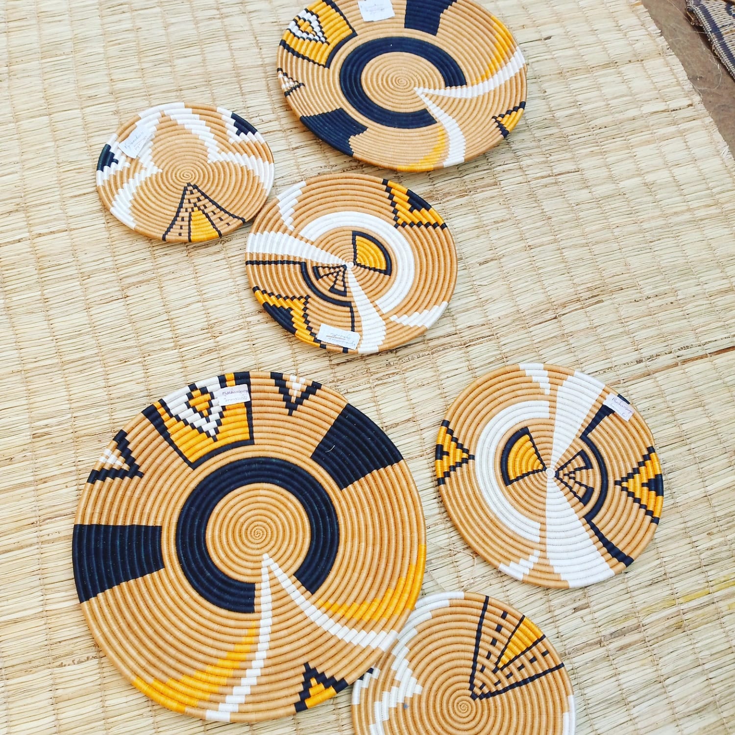 Rwanda Brown, Yellow &amp; Blue Wall Baskets