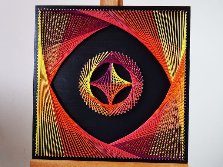 Red and yellow String Art, String Art, Wall art, Home Decor