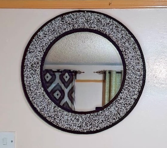 White &amp; Black Maasai Beaded Handmade Mirror