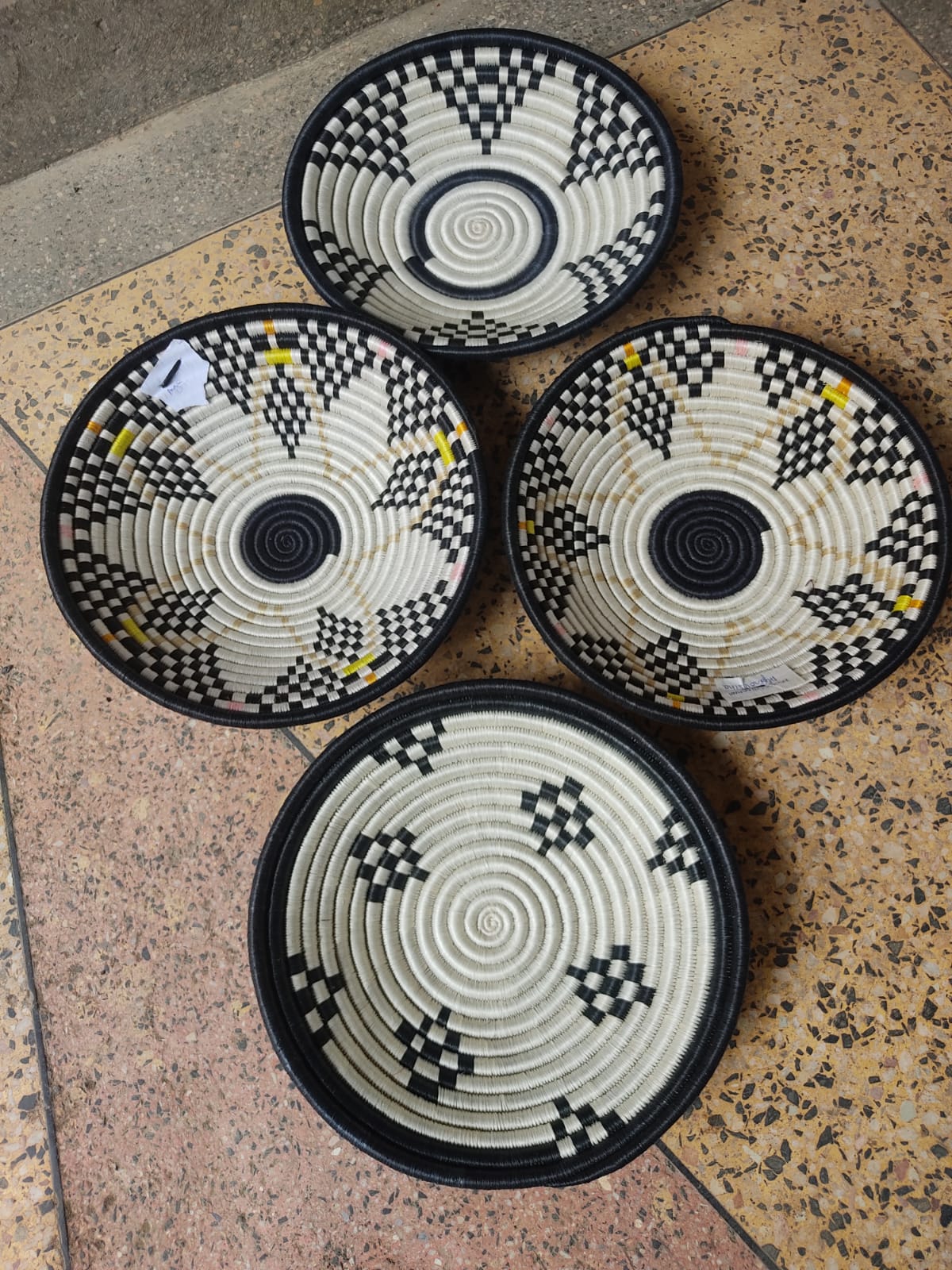 White and black Wall baskets (set of 4), Wall decor, home decor