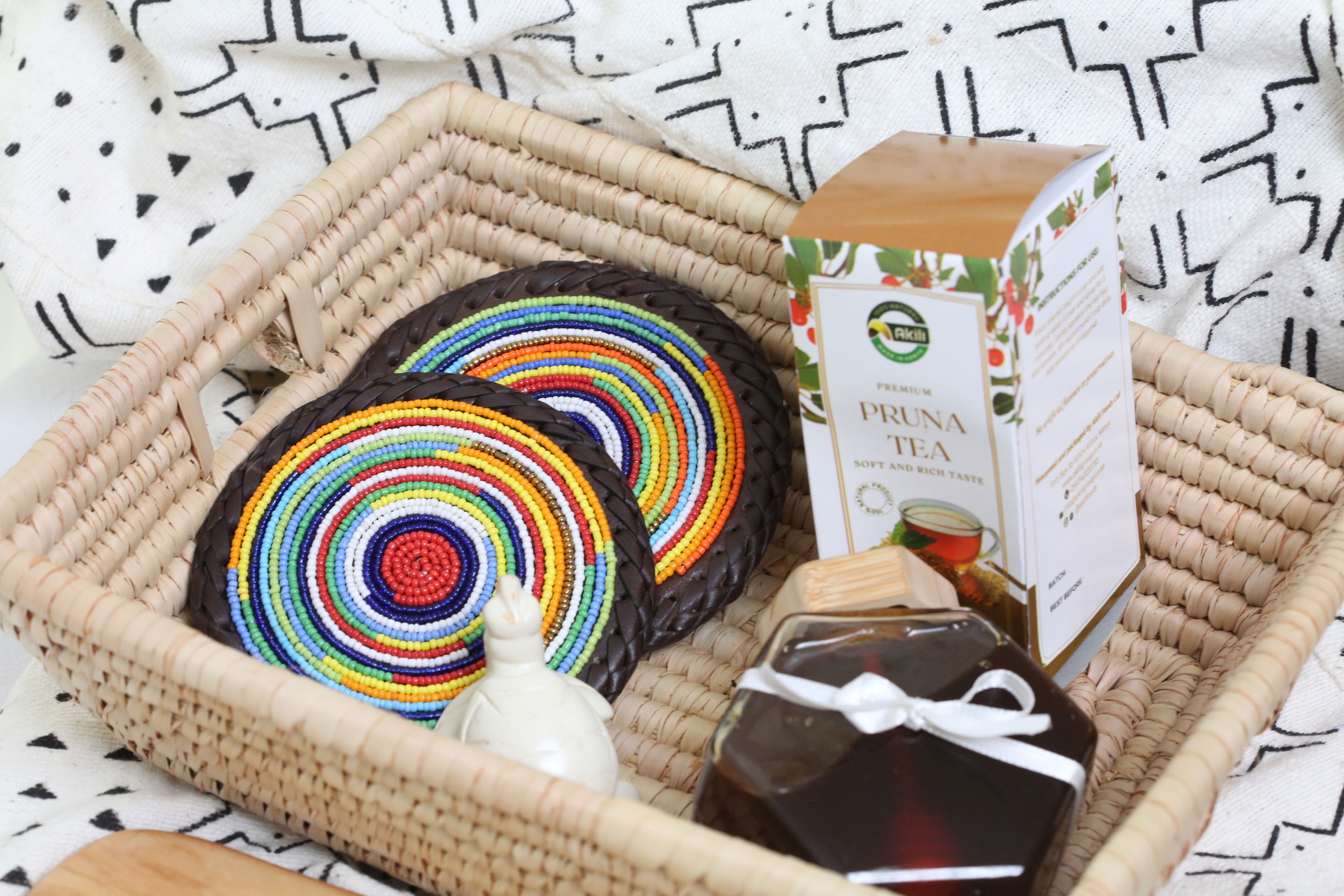 Maasai colored beaded coasters