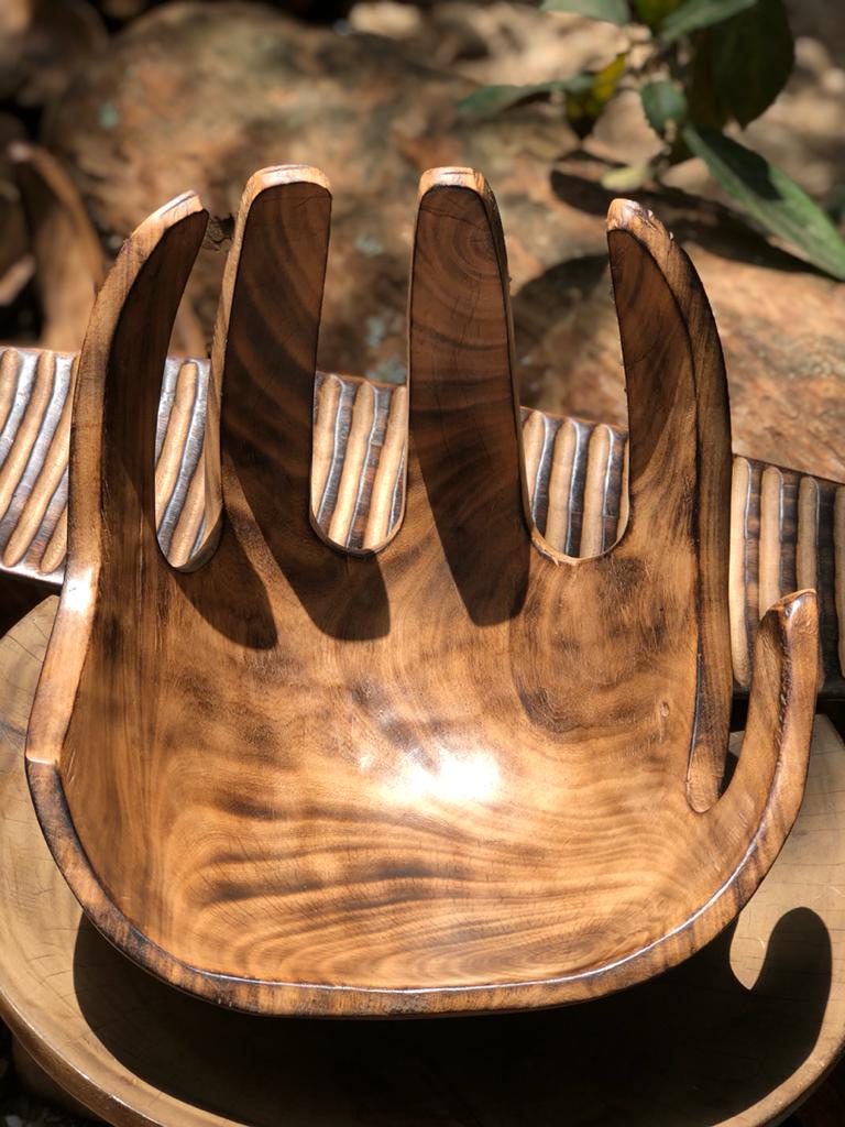 Wooden Hand Fruit Server, server, Wooden server