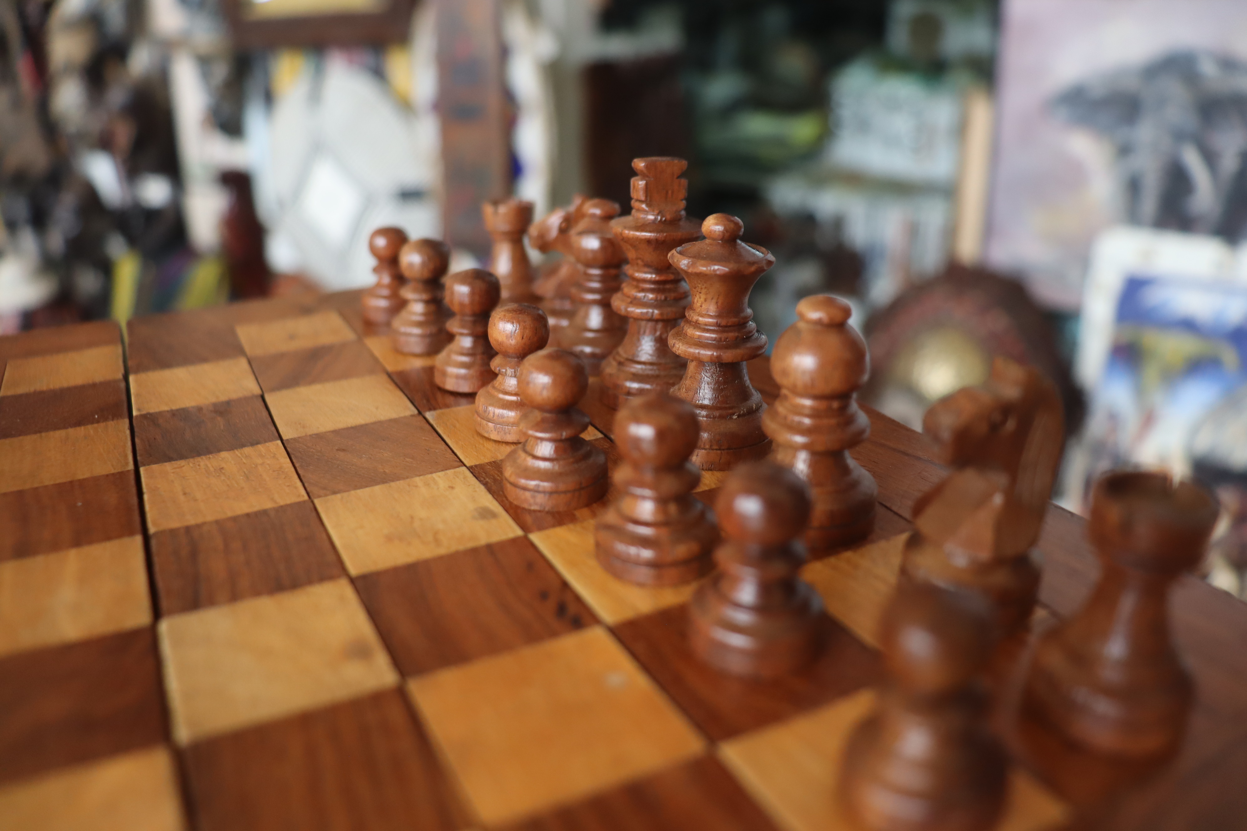 Rectangular wooden chess board