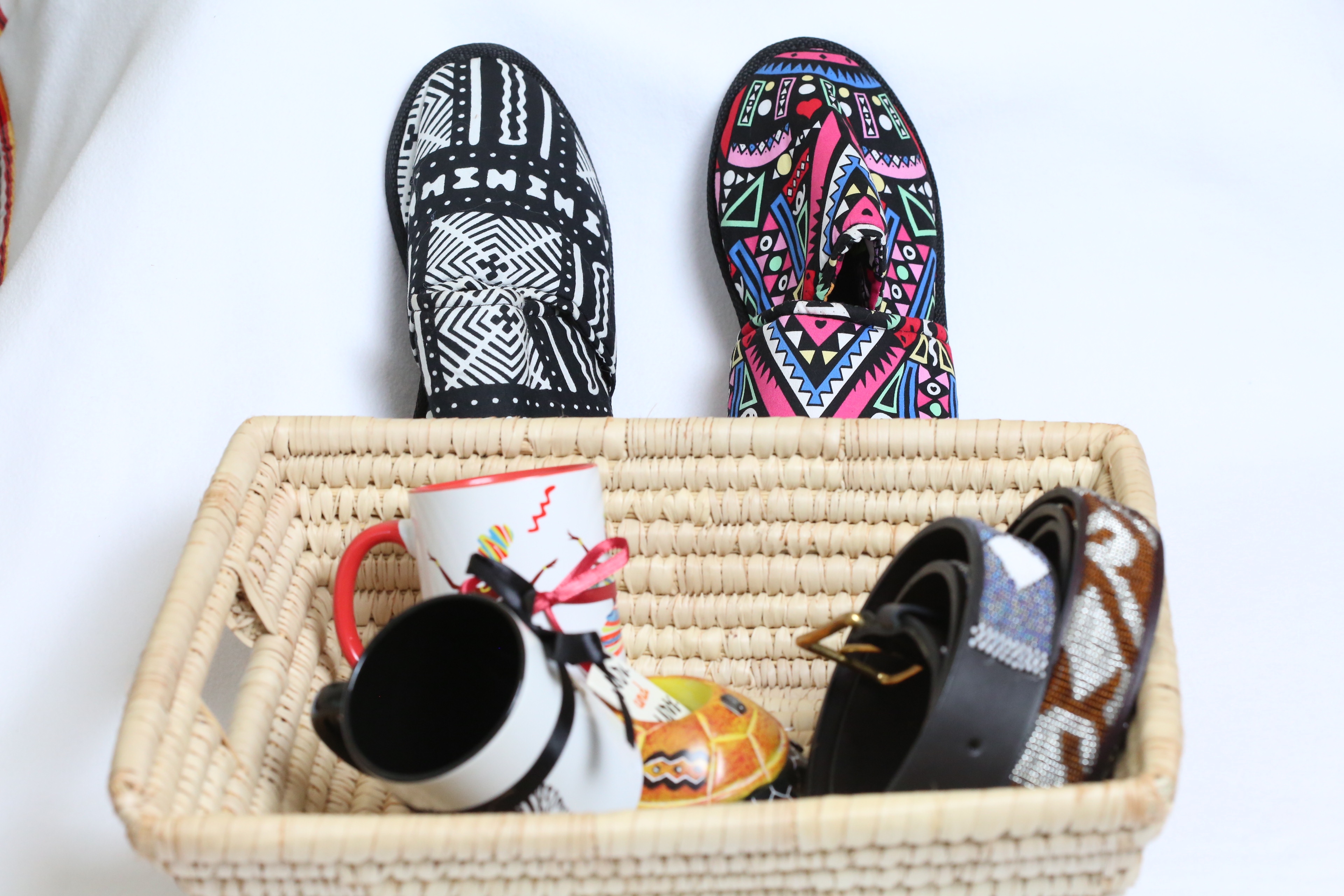 Ankara slip-ons with Maasai beaded belts gift package