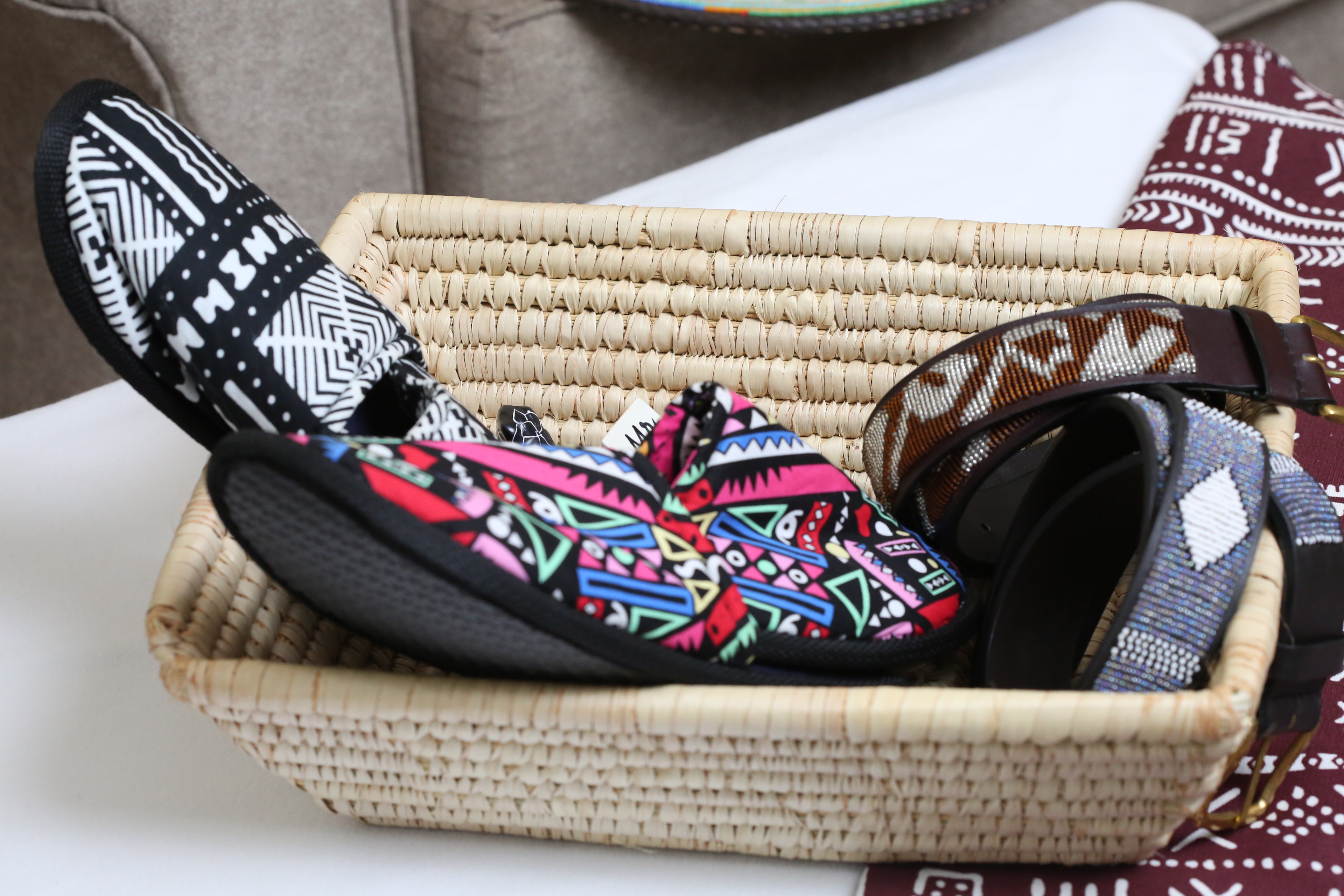 Ankara slip-ons with Maasai beaded belts gift package