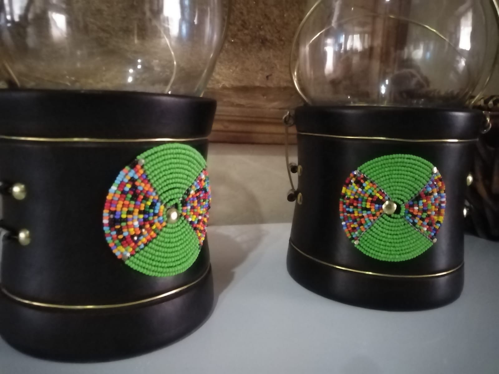 Jungle green Lantern Candle Holder