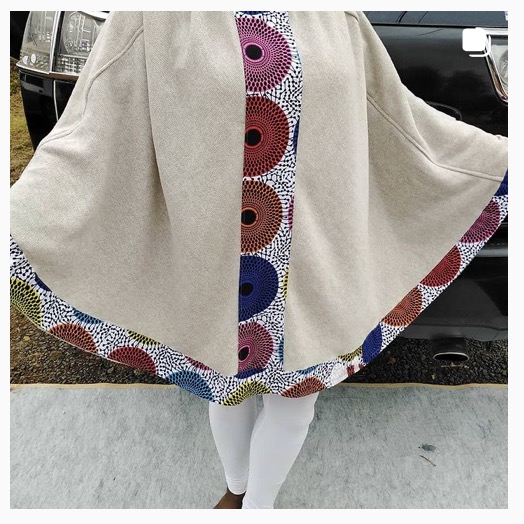 Beige African Ankara Poncho