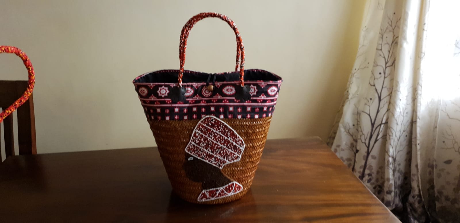 African Mama Intricately Beaded Sisal Basket