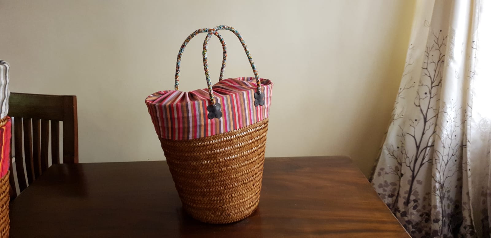 Pink Sisal Kikoy Basket