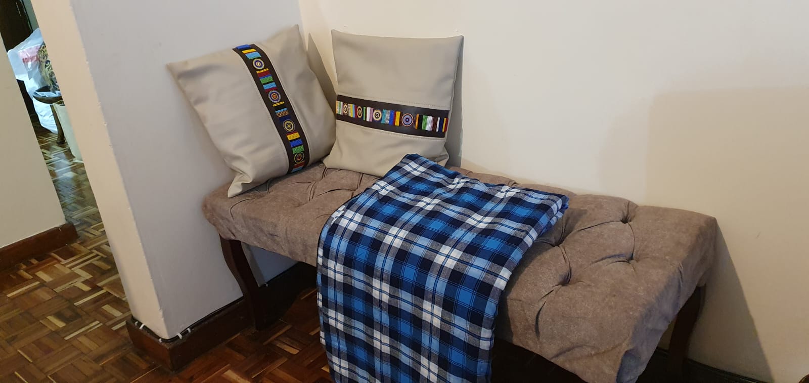 Blue and Black Maasai Fleece blanket, African Maasai blanket, Blue Throw