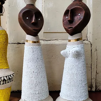Beaded Yellow African Namji Doll (pair)