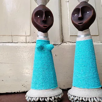 Blue Beaded Turquoise Namji African Doll (Pair)