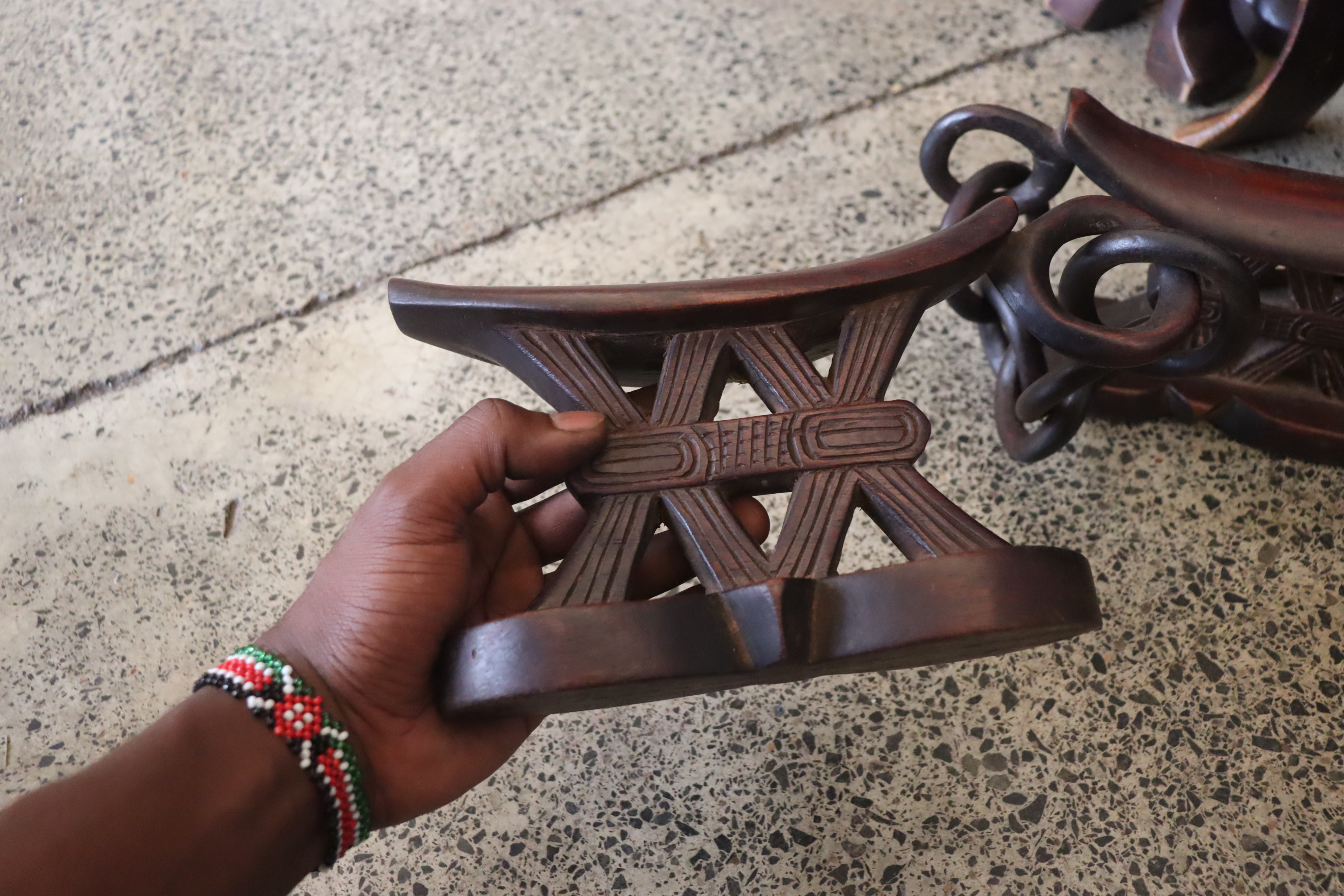 A pair of Traditional headrest