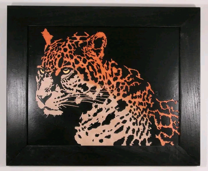 Graceful Cheetah Wooden Art, Wooden art