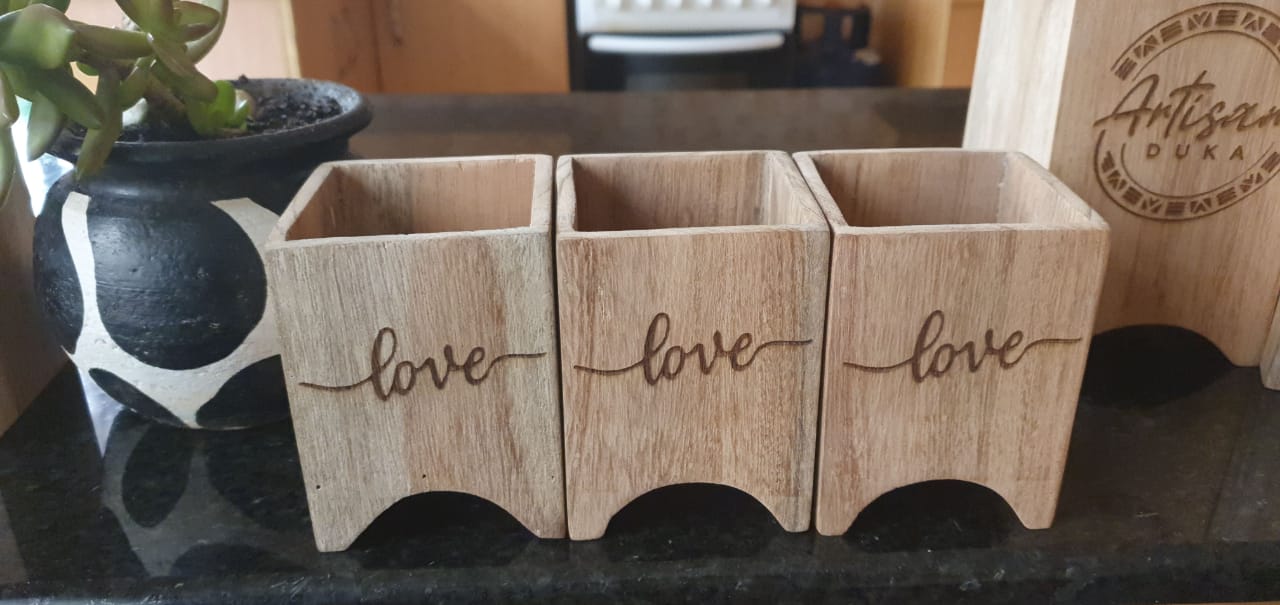 Wooden Love Planters (set of 3)
