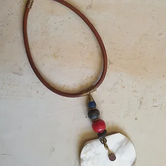 White Bone Pendant Necklace