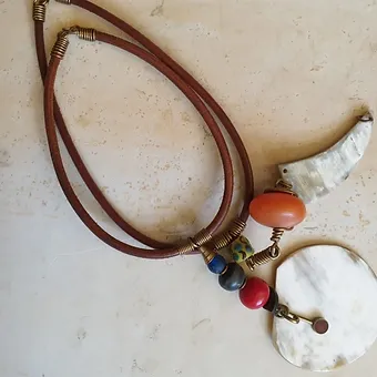 White Bone Pendant Necklace