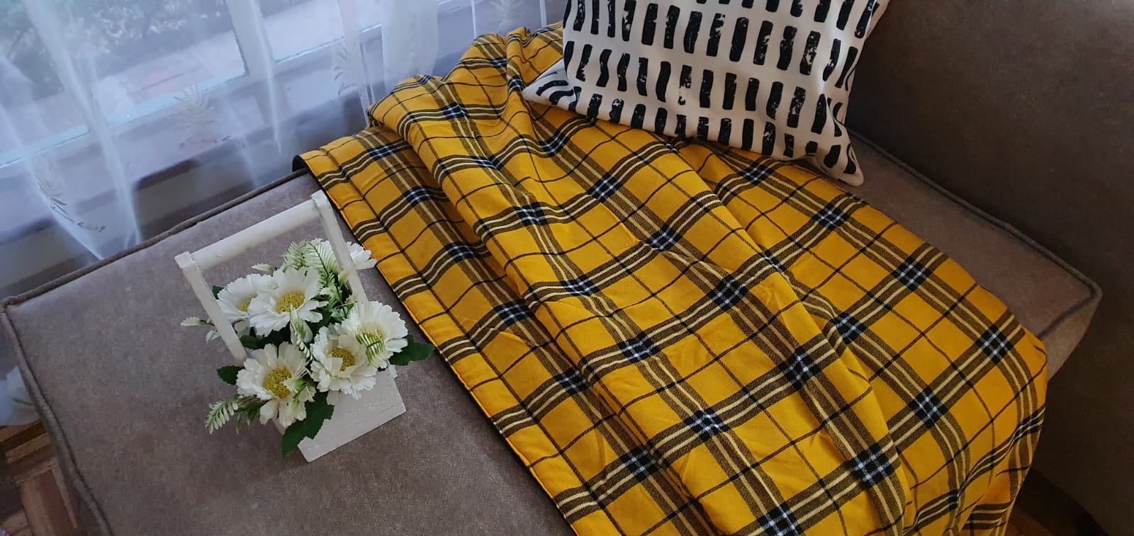 Yellow Maasai Fleece blanket, African throw Blanket, Yellow Maasai Blanket