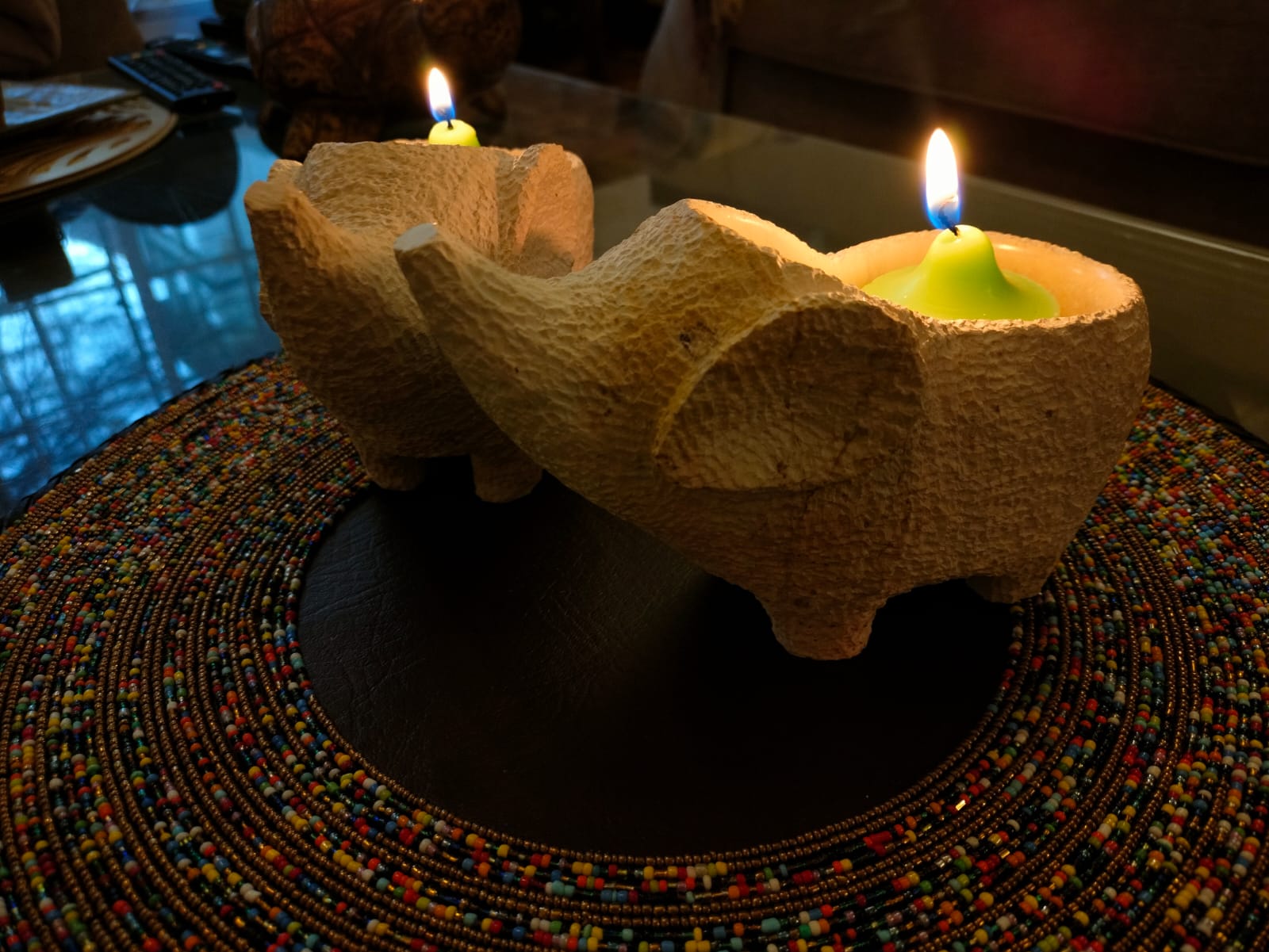 Textured elephant candle holders