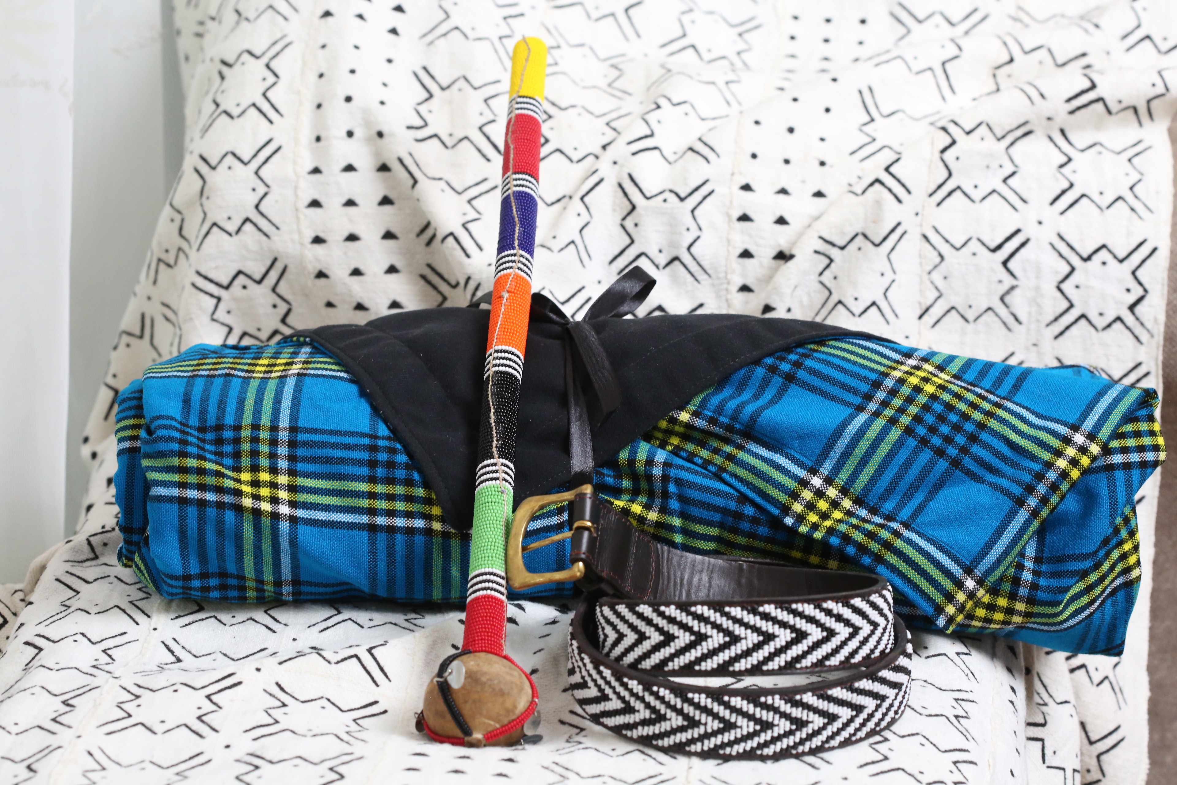 Blue Maasai Fleece Blanket Gift package