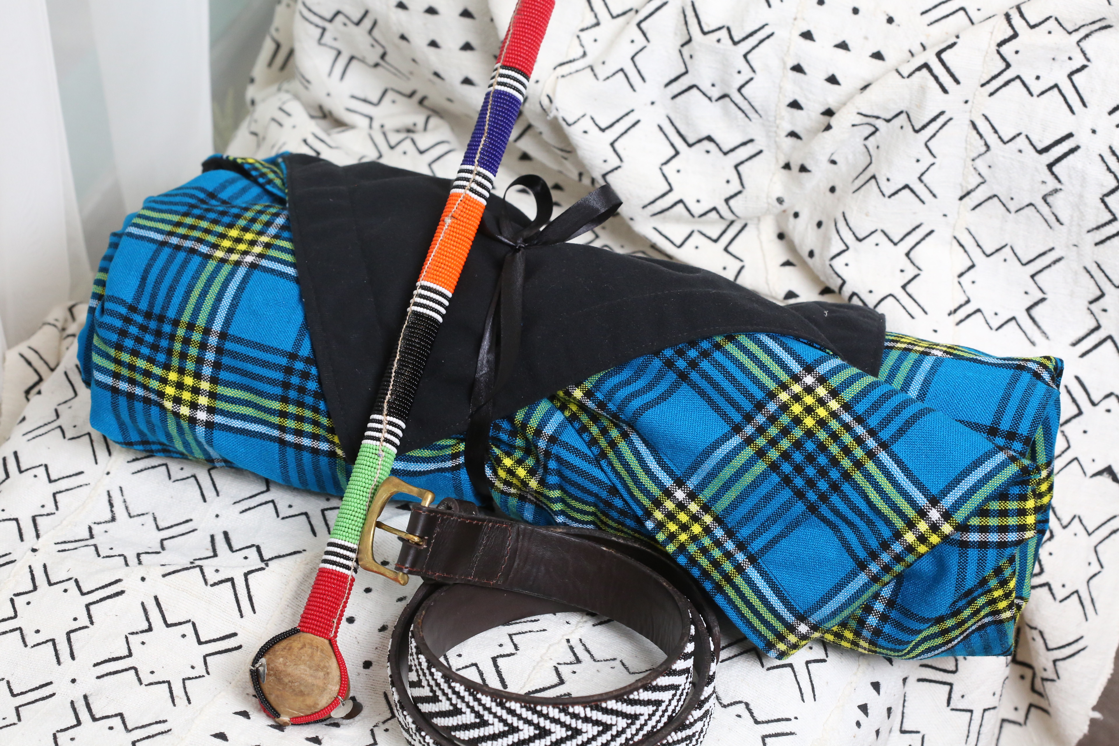 Blue Maasai Fleece Blanket Gift package