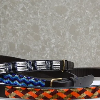Maasai beaded belts, Leather belts with beaded patterns